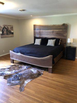 Black walnut slab bed