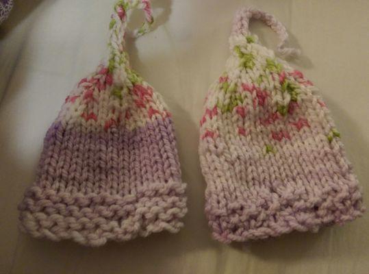 Preemie hats made from yarn I bought here.