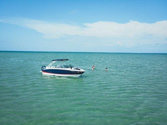 Relaxing in crystal clear waters.