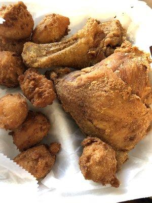 Fried chicken and hush puppies