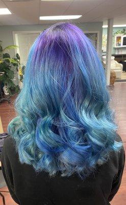 Fun fashion color melt from deep purple to blue