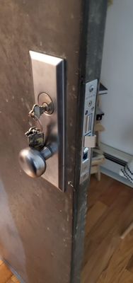 Mortise lock installed