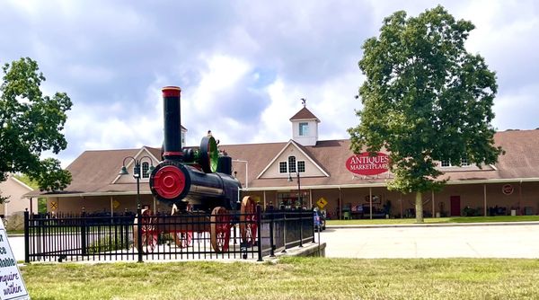 Steam engine exhibits out front