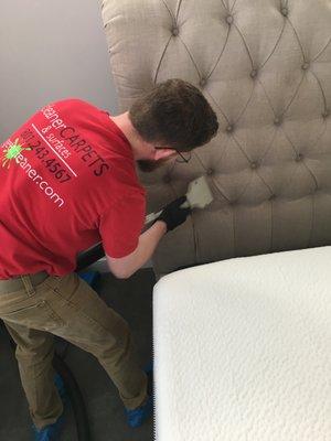 We clean upholstery and fine fabrics. Including; linen, cotton, wool, polyester, and microfiber.