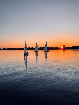 Early Oct view of the sailboats on the lake from the main dock area