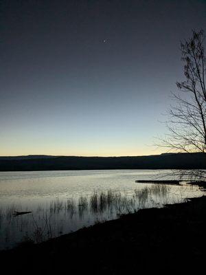 Sunset over the reservoir from the campground.