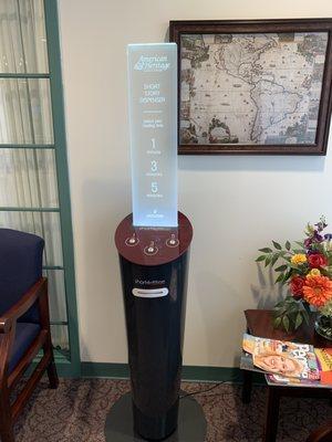 Cool story dispenser for while you wait! Although you never really have to wait long here