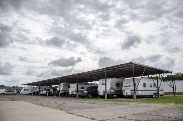 Covered and open parking for boats, trailers, and rvs!