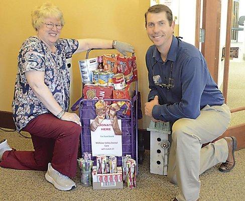 Wallowa Valley Dental Care beginning food drive image.  Fall 2023