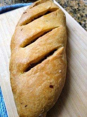 Beef and potato piroshky. Way too salty!