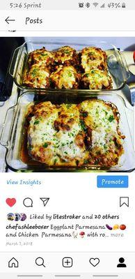 Eggplant parmesan and chicken parmesan