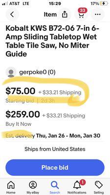 This is the listing of the saw he could buy all day long for $75.