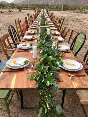 Table Garland for a wedding in Arizona.