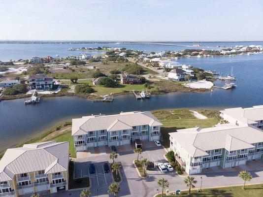 Villa Sabine Townhomes looking at Little Sabine and Pensacola Bay