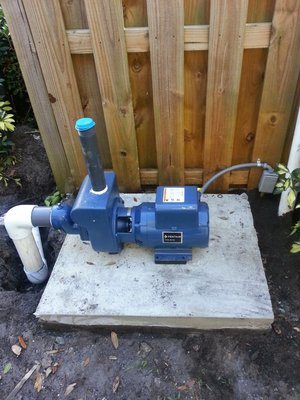 New 5hp pump installed with new concrete slab