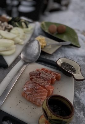 Scottish Salmon ready for hibachi grill