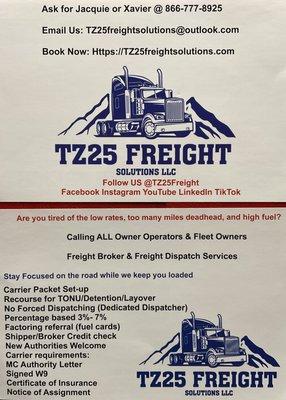 Book online @ https://tz25freightsolutions.com