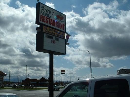 sign in front of cedrics