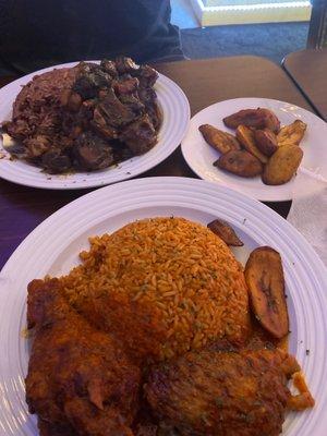 Oxtail with Rice-N-Peas Grilled Turkey with Jollof Rice Fried Plantain