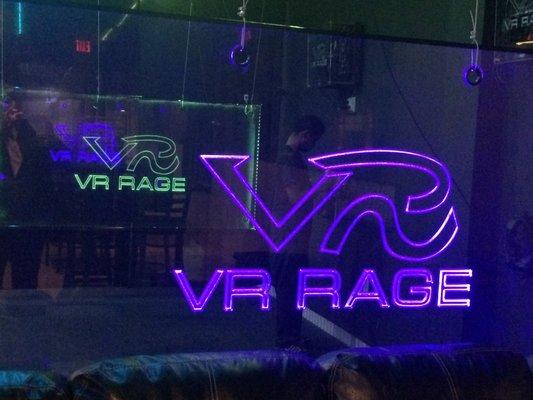 Clear partitions at VR Rage. Cool lighting.