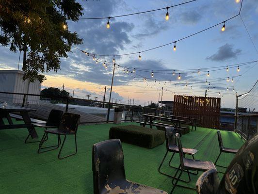 Upstairs patio seating