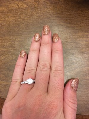 Sparkly Gold Dip Nails