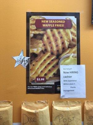 New waffle fries that is $1.99 up charge (noted in the star on the left)...but original price is $2.99