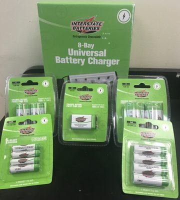 We carry a full line of household rechargeable batteries and chargers.