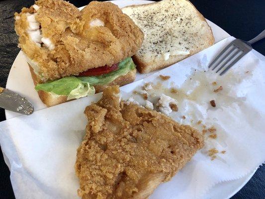 Fried flounder sandwich.