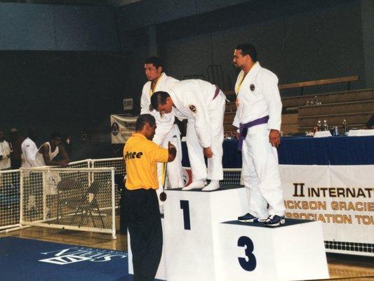 Getting the Gold Medal in Purple Belt BJJ Rickson Gracie International World Championships!! in 2002