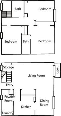 Three bedroom / Two Bath Town Home 1456 Sq. Feet