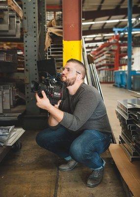 Aaron, DP and Editor at MAKE films, on set.