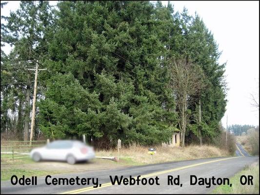 Odell Cemetery "gate" and parking