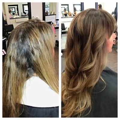 Before and after color natural highlights