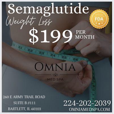 Semaglutide weekly injections for weight loss! Call for more info 224-202-2039