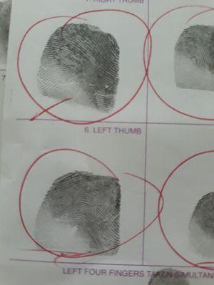 Not approved illegible fingerprints