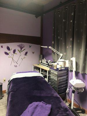 Facial, waxing, body treatment and lash bed.