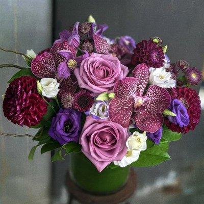 Purple Expression with Roses, Orchid, and Dahlias