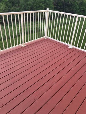 Sherwin Williams Deck & Dock. Beautiful finish as well as very durable. Give Sawkill Painters a call to rejuvenate your deck today.