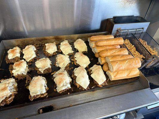 Cheesesteak in the making