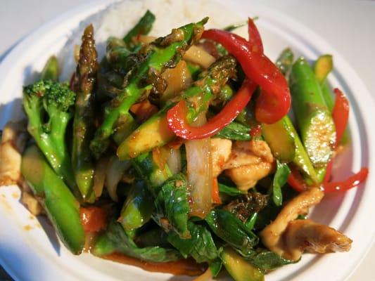 Asparagus stir-fried w/chicken