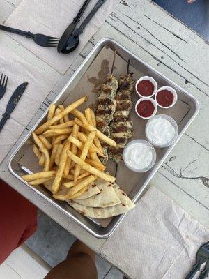 Chicken souvlaki platter $17