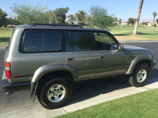 19 year old Toyota Land Cruiser after a thorough paint reconditioning by Indio Auto Body.