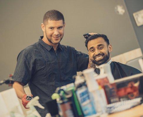 This shot was taken by Mike Dukarm. Hamza and Jordan laugh at their own jokes.