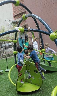 Day School students enjoy our private playground in all seasons