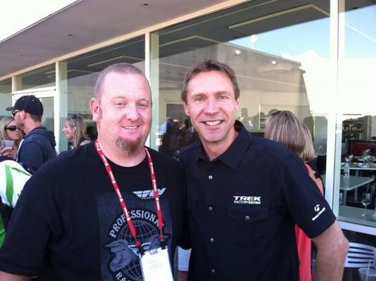 Road bike racer Jens Voigt and manager Adam