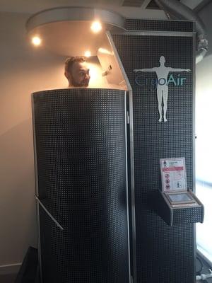 One of our many satisfied customers doing a whole body cryotherapy session