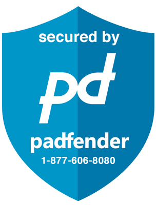 Secured by Padfender Security. Padfender's Security Decal