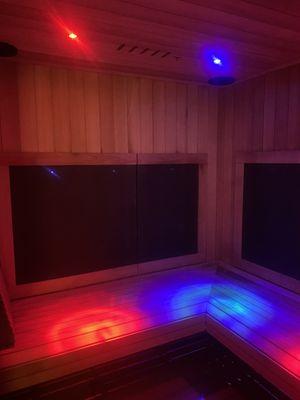 Infrared sauna in private room.