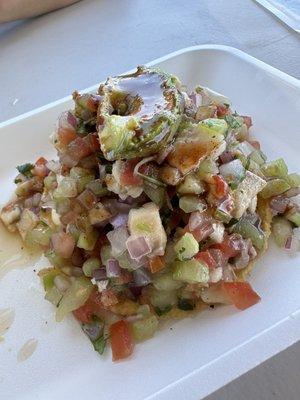 Fish ceviche tostada